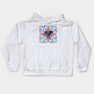 Hummingbird Flower and Leaves Design Kids Hoodie